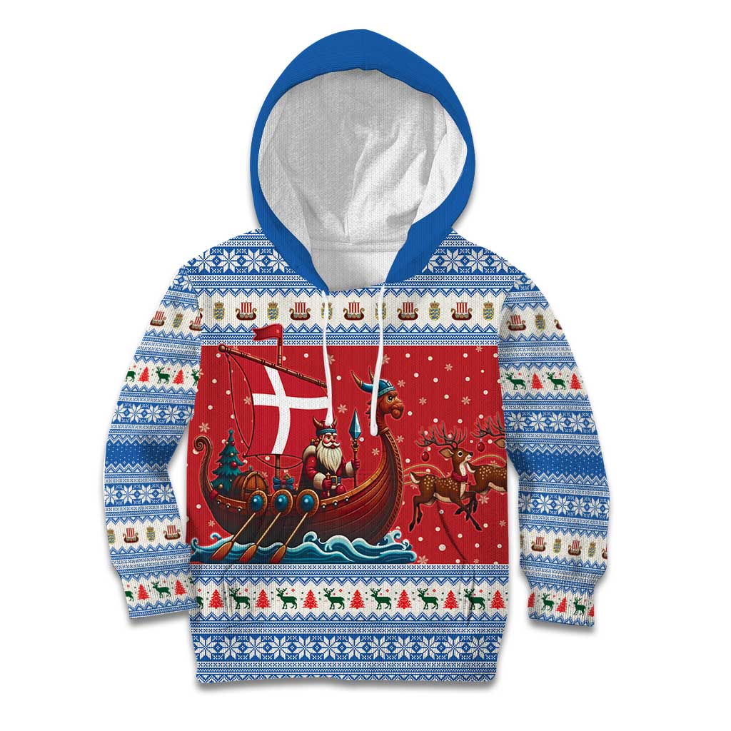 Denmark Viking Santa Christmas Kid Hoodie Funny Reindeer Norse Xmas - Wonder Print Shop