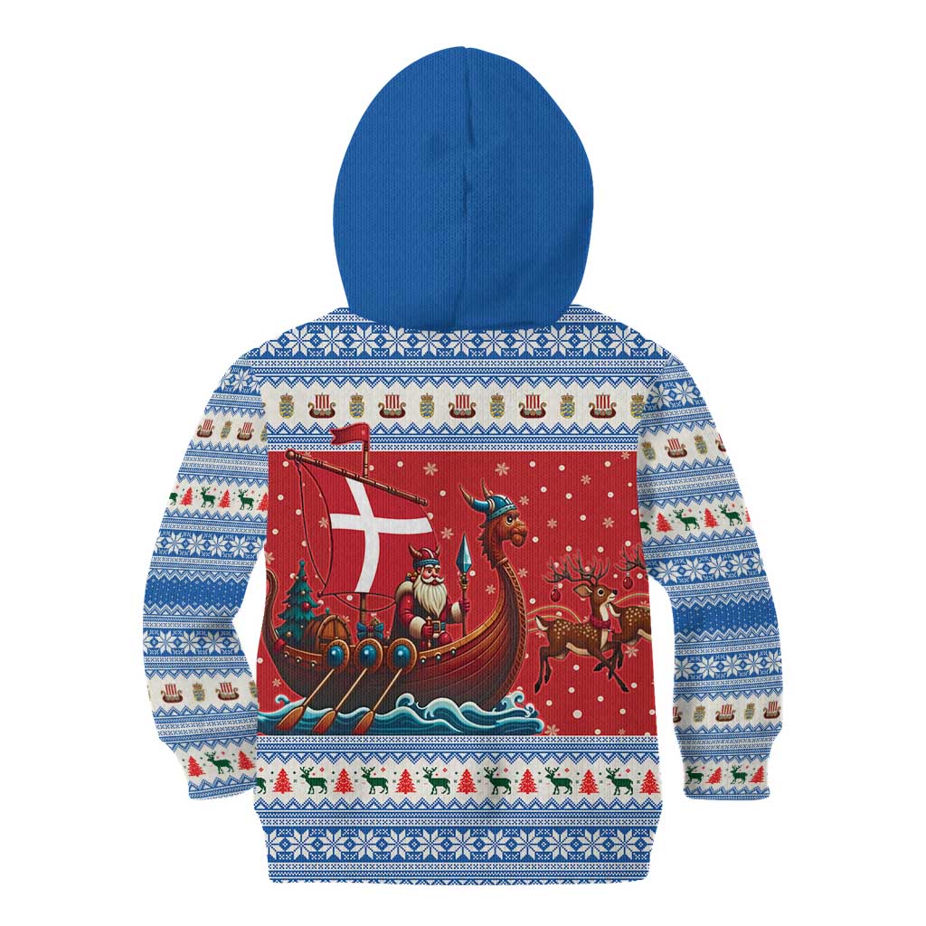Denmark Viking Santa Christmas Kid Hoodie Funny Reindeer Norse Xmas - Wonder Print Shop
