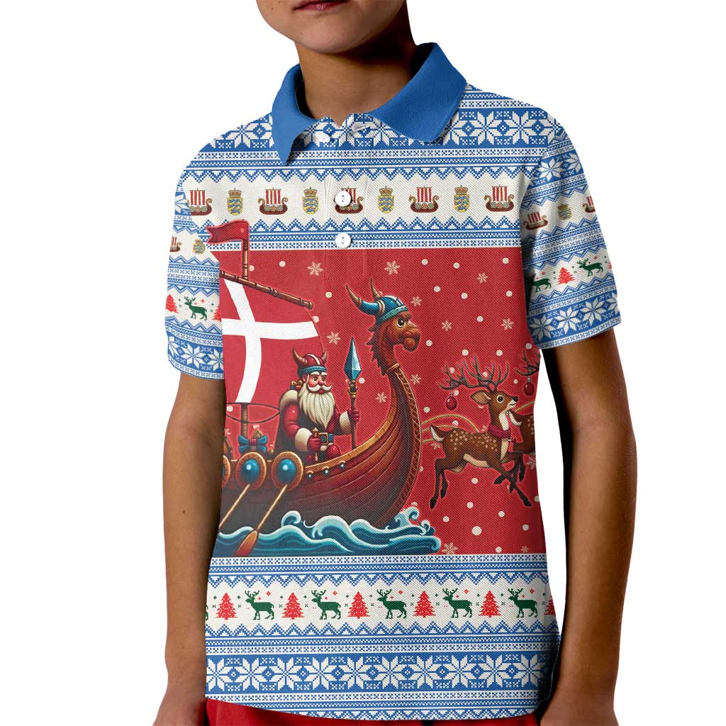 Denmark Viking Santa Christmas Kid Polo Shirt Funny Reindeer Norse Xmas - Wonder Print Shop