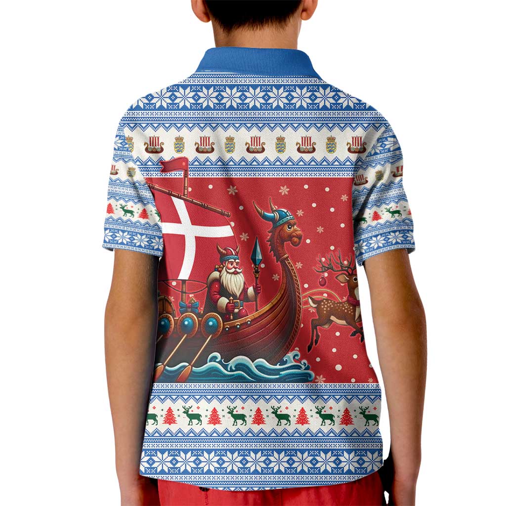 Denmark Viking Santa Christmas Kid Polo Shirt Funny Reindeer Norse Xmas - Wonder Print Shop