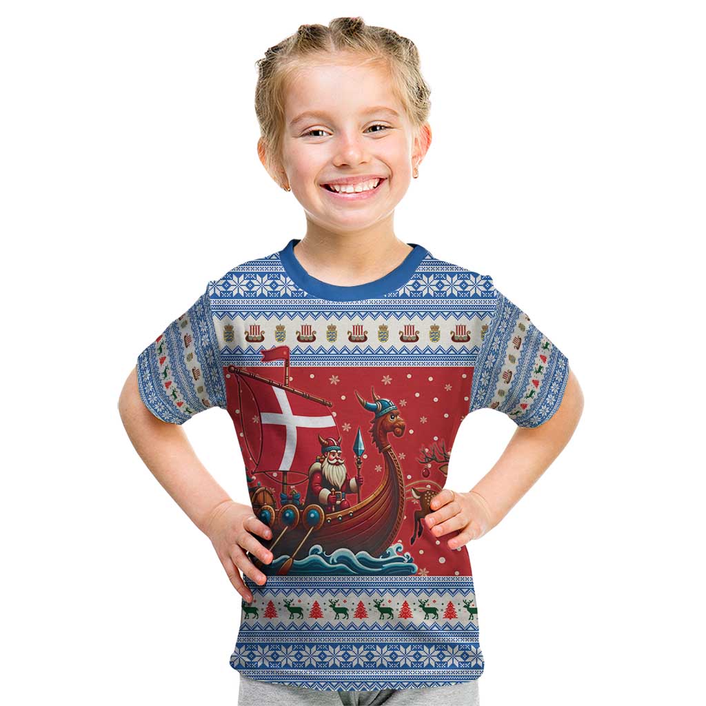 Denmark Viking Santa Christmas Kid T Shirt Funny Reindeer Norse Xmas - Wonder Print Shop