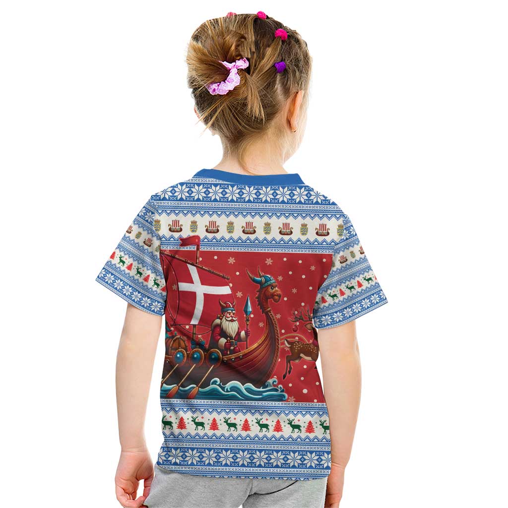 Denmark Viking Santa Christmas Kid T Shirt Funny Reindeer Norse Xmas - Wonder Print Shop