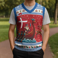 Denmark Viking Santa Christmas Knitted V-Neck Vest Funny Reindeer Norse Xmas - Wonder Print Shop