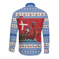 Denmark Viking Santa Christmas Long Sleeve Button Shirt Funny Reindeer Norse Xmas - Wonder Print Shop