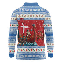 Denmark Viking Santa Christmas Long Sleeve Polo Shirt Funny Reindeer Norse Xmas - Wonder Print Shop