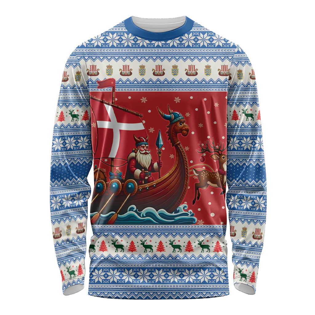Denmark Viking Santa Christmas Long Sleeve Shirt Funny Reindeer Norse Xmas - Wonder Print Shop