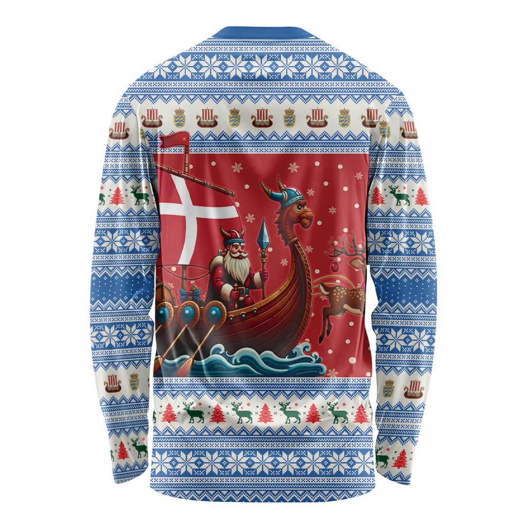 Denmark Viking Santa Christmas Long Sleeve Shirt Funny Reindeer Norse Xmas - Wonder Print Shop