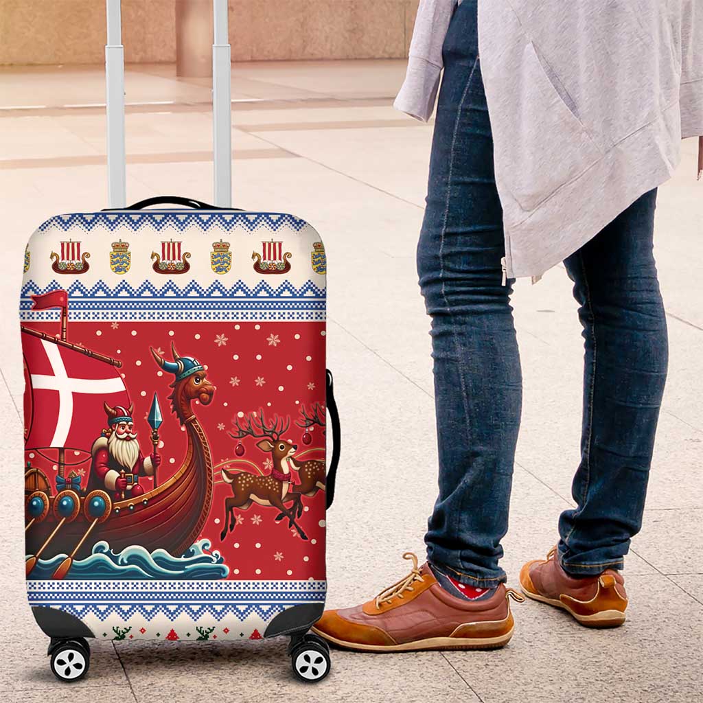 Denmark Viking Santa Christmas Luggage Cover Funny Reindeer Norse Xmas - Wonder Print Shop