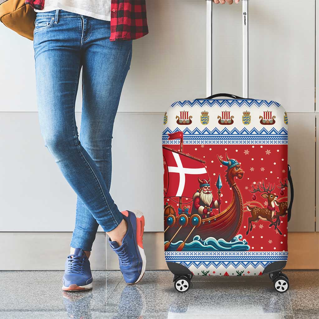 Denmark Viking Santa Christmas Luggage Cover Funny Reindeer Norse Xmas - Wonder Print Shop