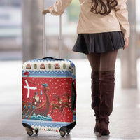 Denmark Viking Santa Christmas Luggage Cover Funny Reindeer Norse Xmas - Wonder Print Shop