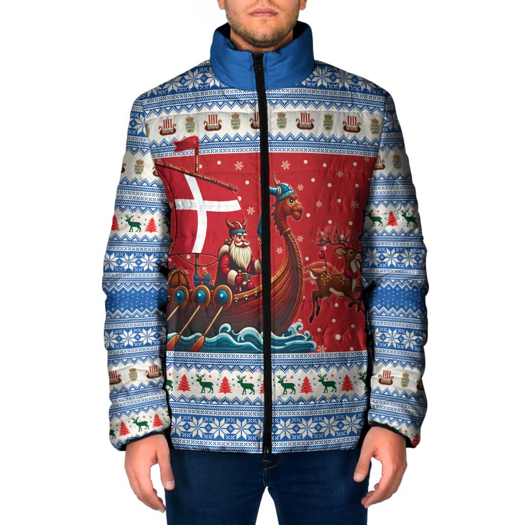 Denmark Viking Santa Christmas Padded Jacket Funny Reindeer Norse Xmas - Wonder Print Shop