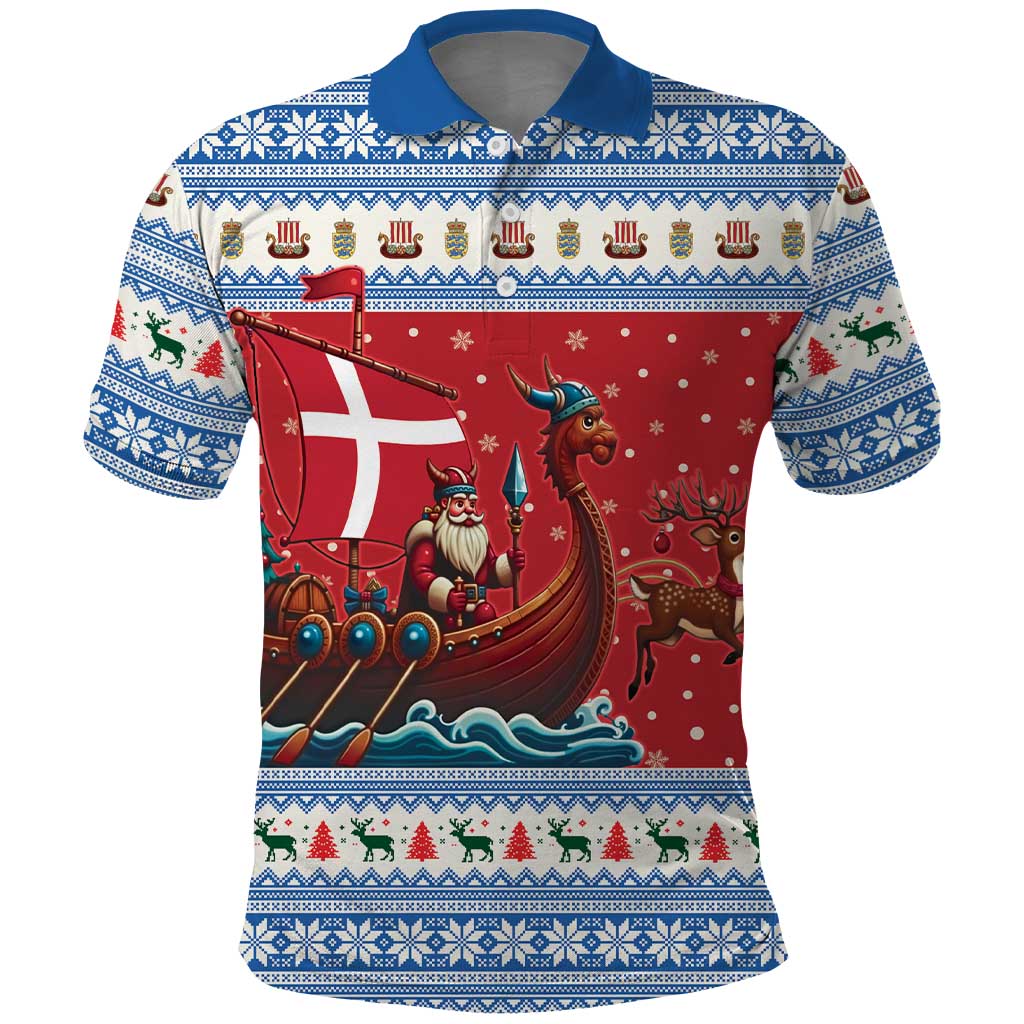 Denmark Viking Santa Christmas Polo Shirt Funny Reindeer Norse Xmas - Wonder Print Shop