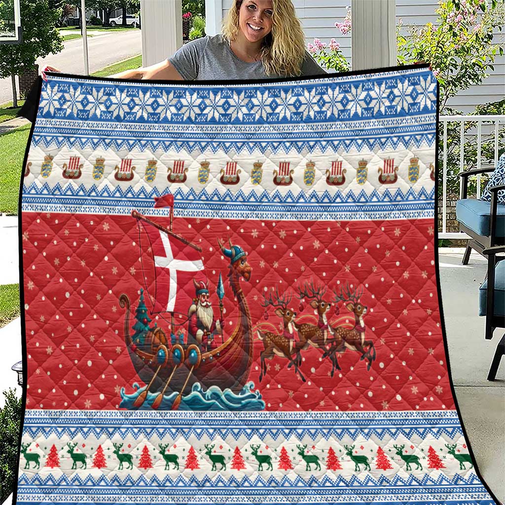 Denmark Viking Santa Christmas Quilt Funny Reindeer Norse Xmas - Wonder Print Shop
