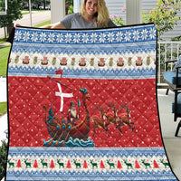 Denmark Viking Santa Christmas Quilt Funny Reindeer Norse Xmas - Wonder Print Shop