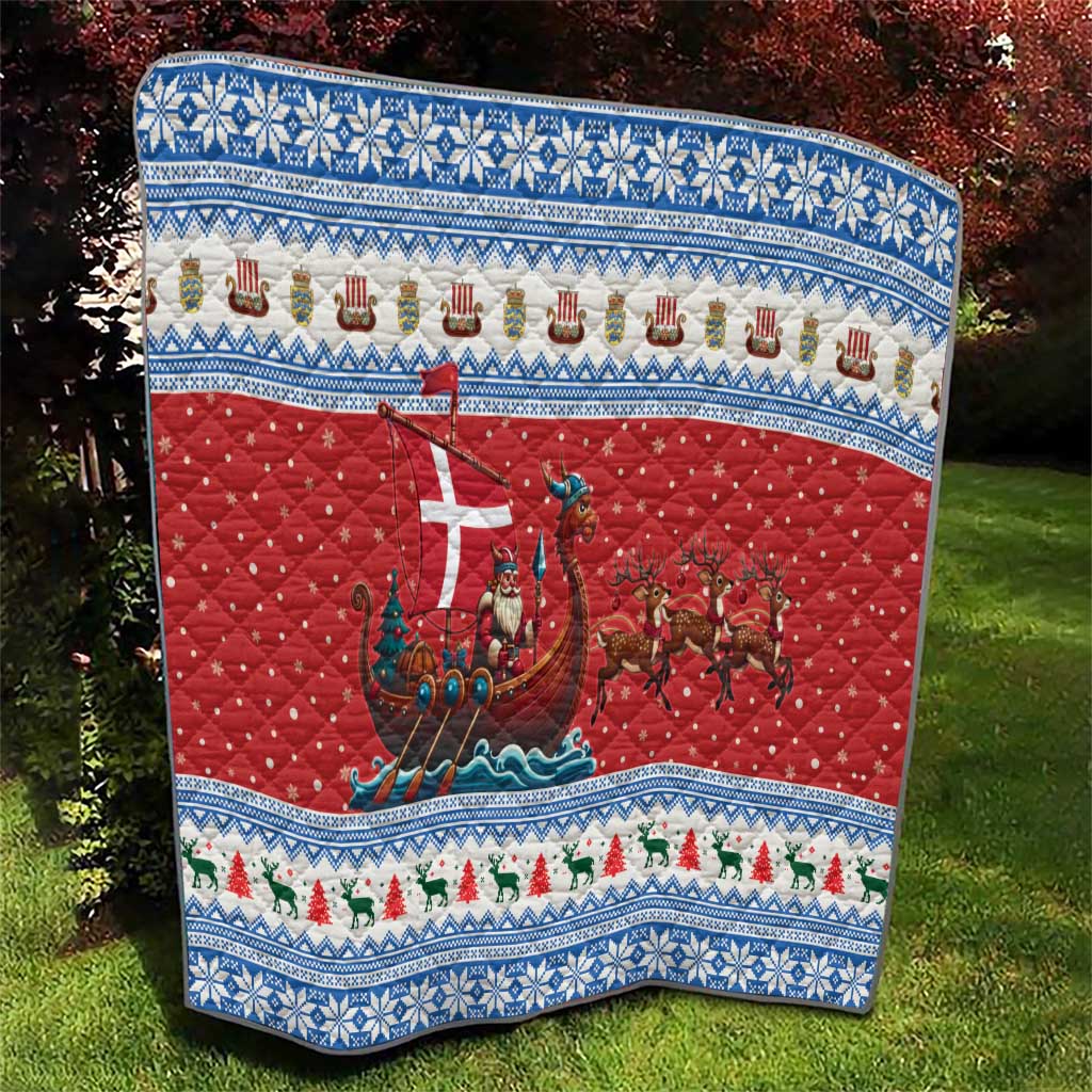 Denmark Viking Santa Christmas Quilt Funny Reindeer Norse Xmas - Wonder Print Shop