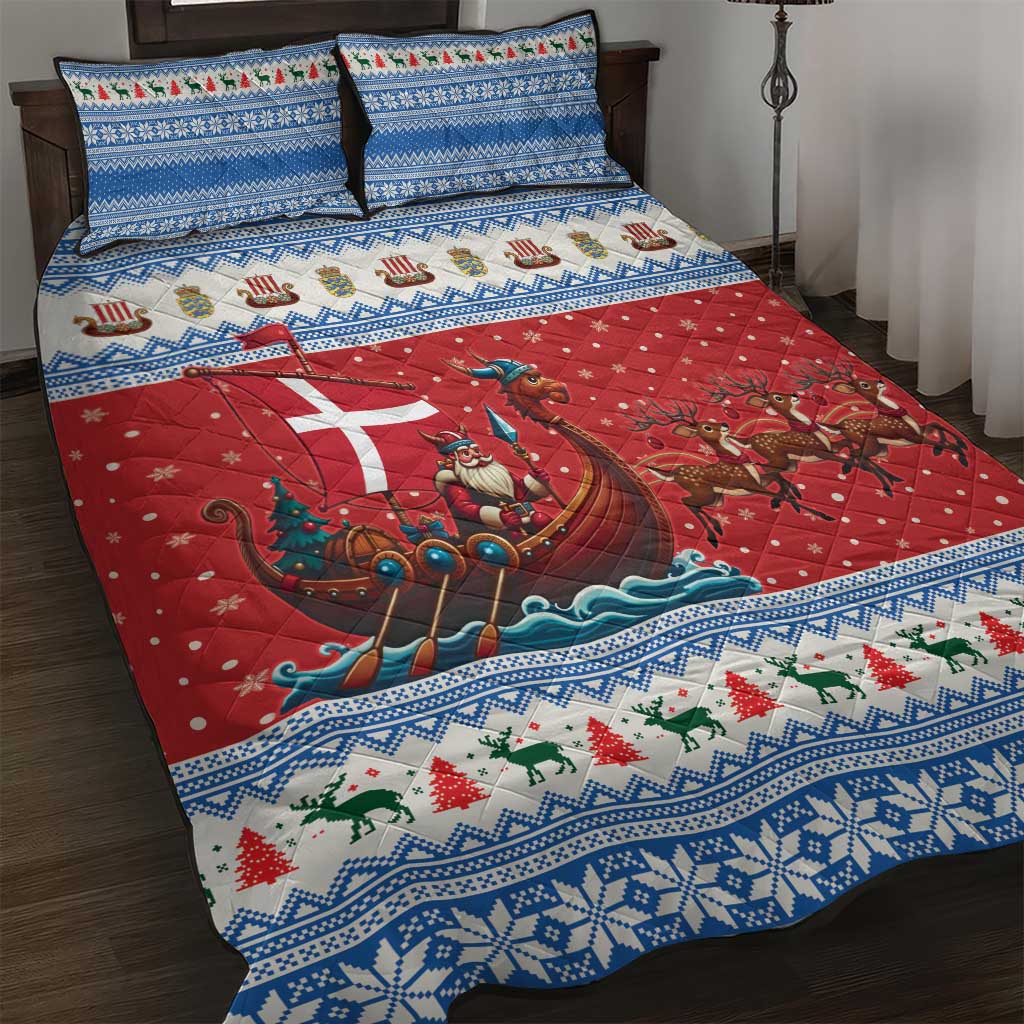 Denmark Viking Santa Christmas Quilt Bed Set Funny Reindeer Norse Xmas - Wonder Print Shop