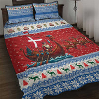 Denmark Viking Santa Christmas Quilt Bed Set Funny Reindeer Norse Xmas - Wonder Print Shop