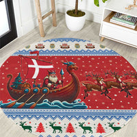 Denmark Viking Santa Christmas Round Carpet Funny Reindeer Norse Xmas - Wonder Print Shop