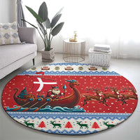 Denmark Viking Santa Christmas Round Carpet Funny Reindeer Norse Xmas - Wonder Print Shop