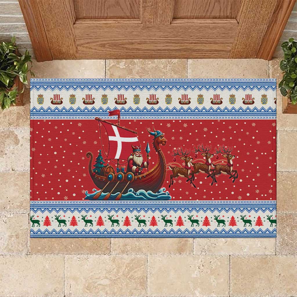 Denmark Viking Santa Christmas Rubber Doormat Funny Reindeer Norse Xmas - Wonder Print Shop