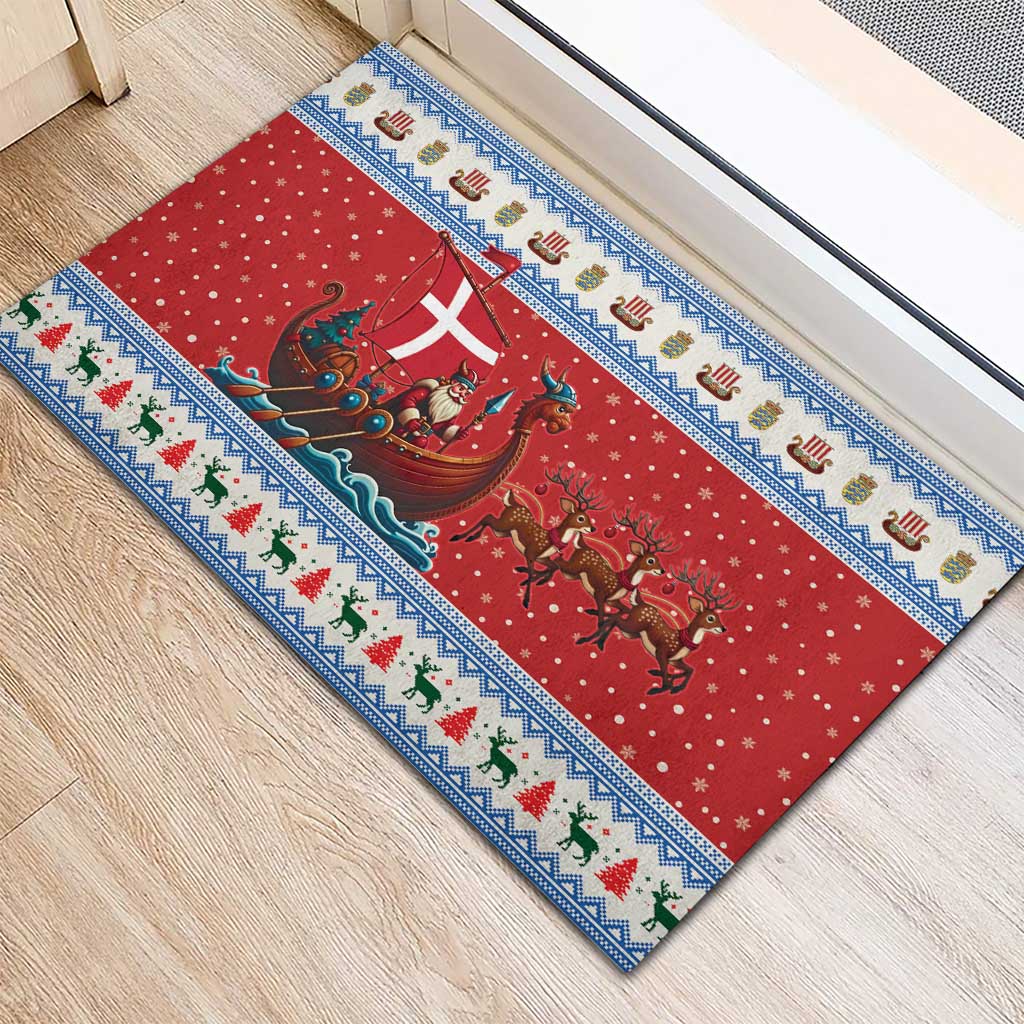 Denmark Viking Santa Christmas Rubber Doormat Funny Reindeer Norse Xmas - Wonder Print Shop