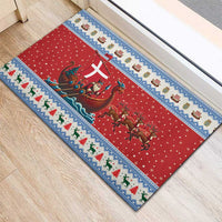Denmark Viking Santa Christmas Rubber Doormat Funny Reindeer Norse Xmas - Wonder Print Shop