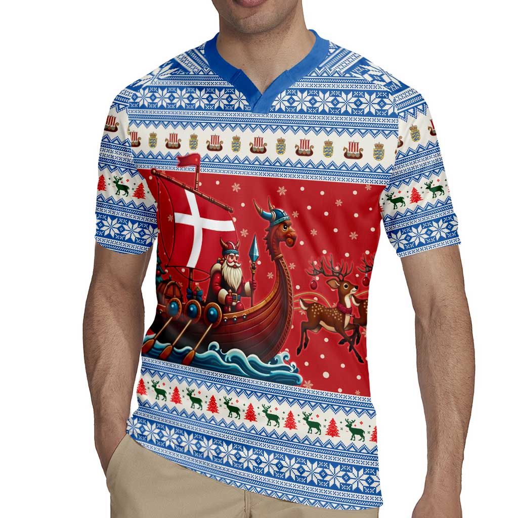 Denmark Viking Santa Christmas Rugby Jersey Funny Reindeer Norse Xmas - Wonder Print Shop