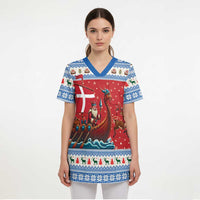 Denmark Viking Santa Christmas Scrub Top Funny Reindeer Norse Xmas - Wonder Print Shop