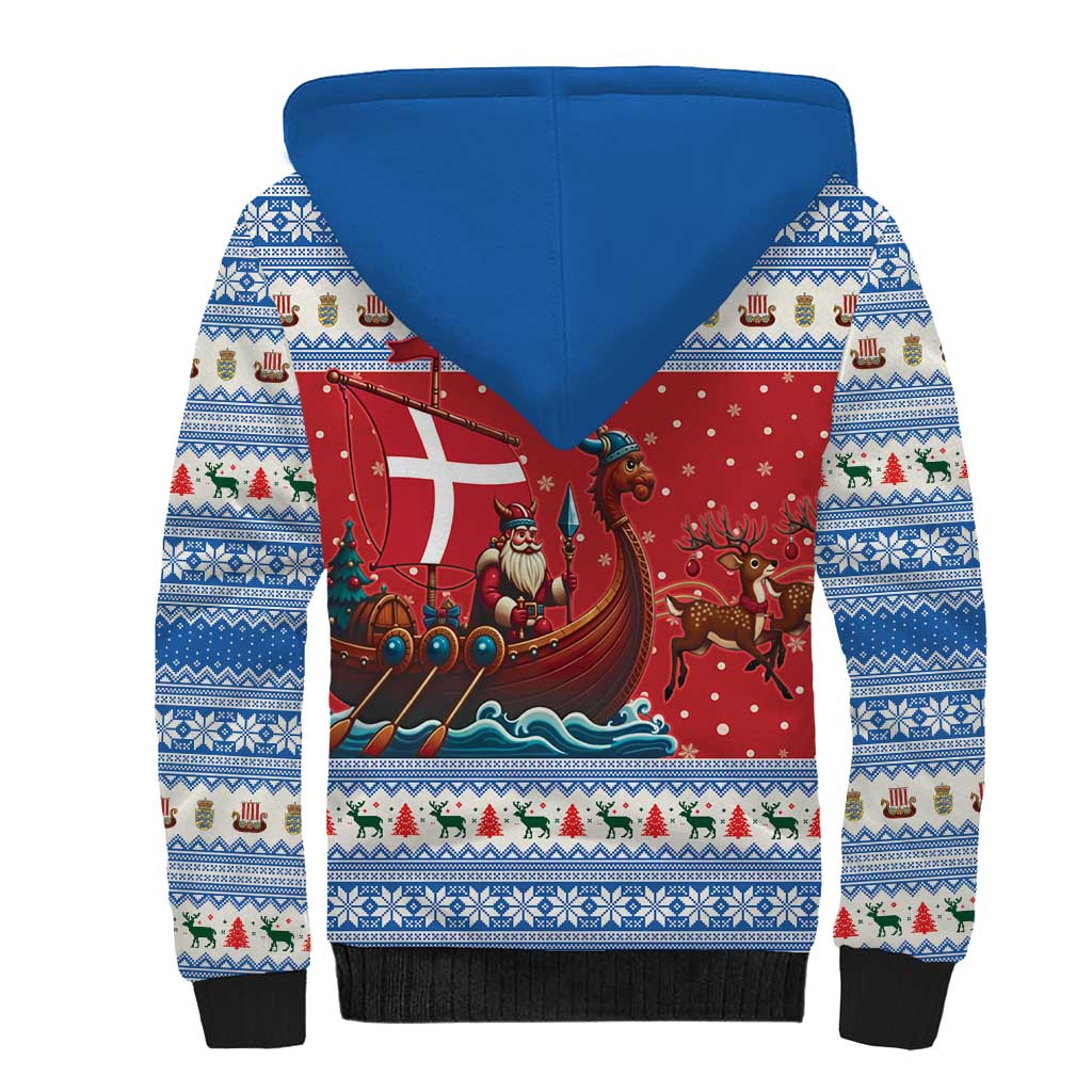 Denmark Viking Santa Christmas Sherpa Hoodie Funny Reindeer Norse Xmas - Wonder Print Shop