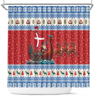 Denmark Viking Santa Christmas Shower Curtain Funny Reindeer Norse Xmas - Wonder Print Shop