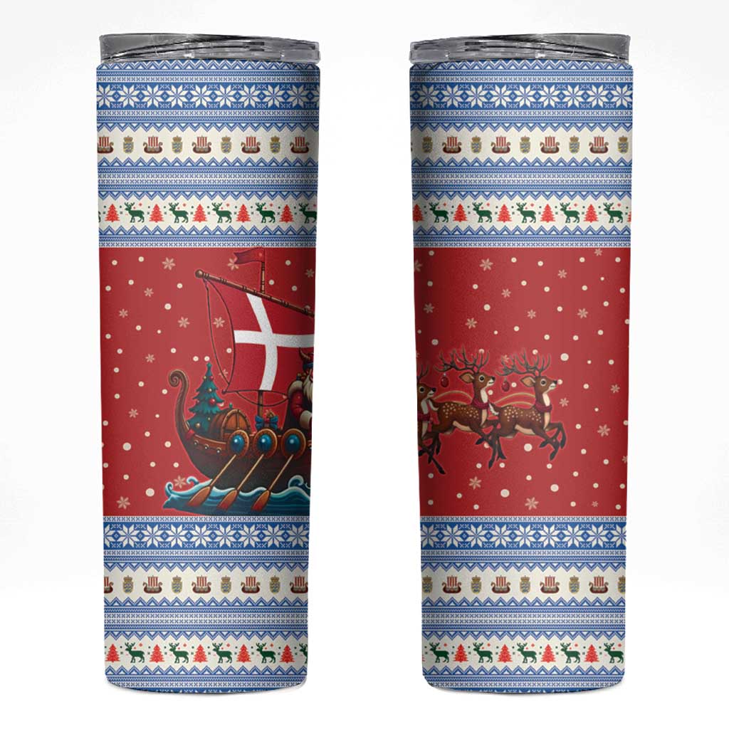 Denmark Viking Santa Christmas Skinny Tumbler Funny Reindeer Norse Xmas - Wonder Print Shop