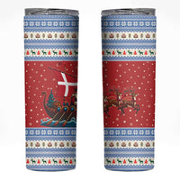 Denmark Viking Santa Christmas Skinny Tumbler Funny Reindeer Norse Xmas - Wonder Print Shop