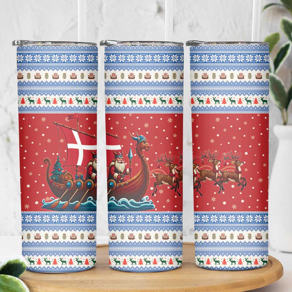 Denmark Viking Santa Christmas Skinny Tumbler Funny Reindeer Norse Xmas - Wonder Print Shop