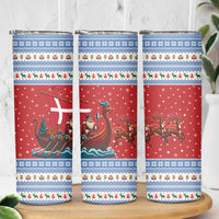 Denmark Viking Santa Christmas Skinny Tumbler Funny Reindeer Norse Xmas - Wonder Print Shop