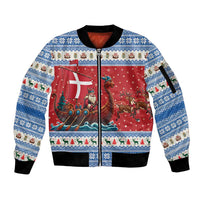 Denmark Viking Santa Christmas Sleeve Zip Bomber Jacket Funny Reindeer Norse Xmas - Wonder Print Shop