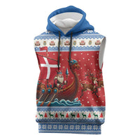 Denmark Viking Santa Christmas Sleeveless Hoodie Funny Reindeer Norse Xmas - Wonder Print Shop