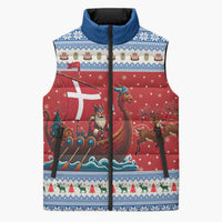 Denmark Viking Santa Christmas Sleeveless Puffer Jacket Funny Reindeer Norse Xmas - Wonder Print Shop