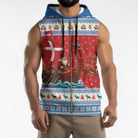 Denmark Viking Santa Christmas Sleeveless Zip Hoodie Funny Reindeer Norse Xmas - Wonder Print Shop