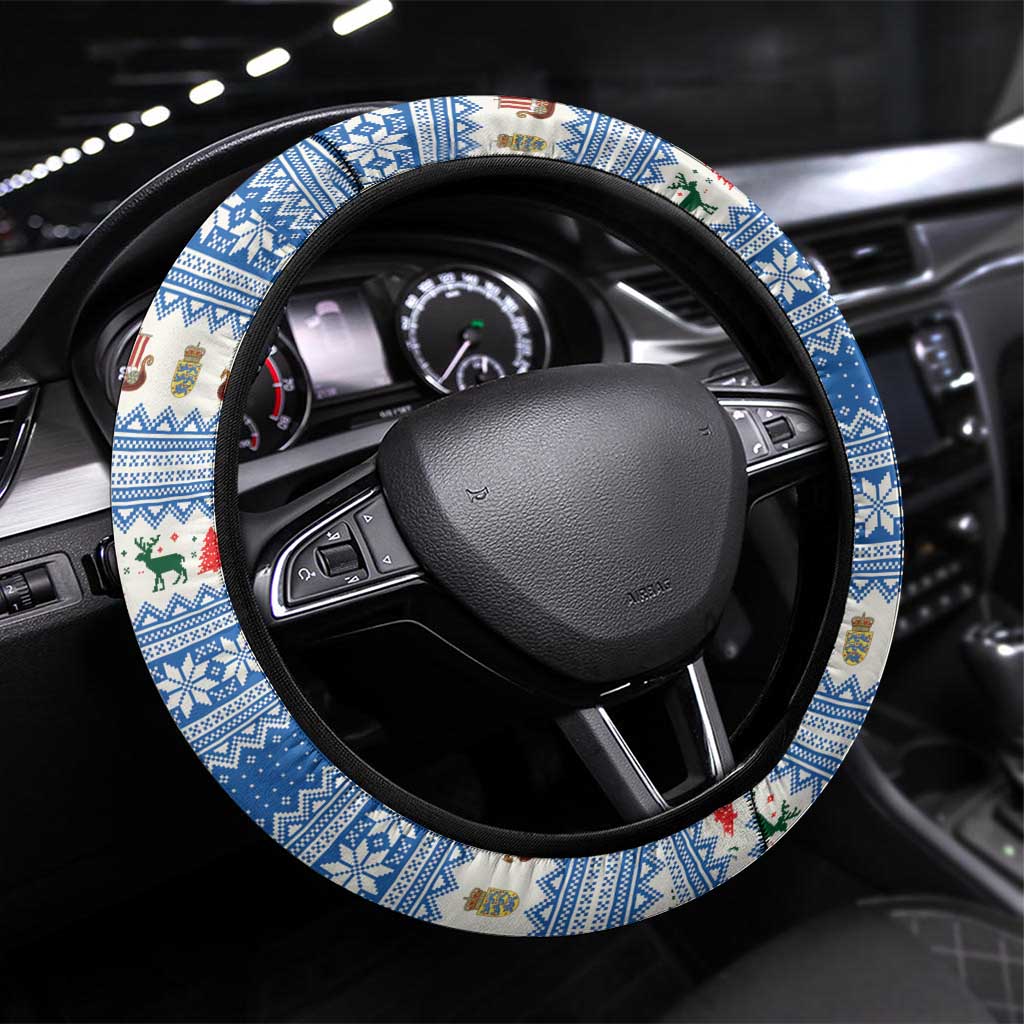 Denmark Viking Santa Christmas Steering Wheel Cover Funny Reindeer Norse Xmas - Wonder Print Shop