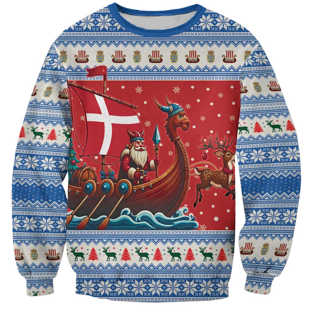 Denmark Viking Santa Christmas Sweatshirt Funny Reindeer Norse Xmas - Wonder Print Shop