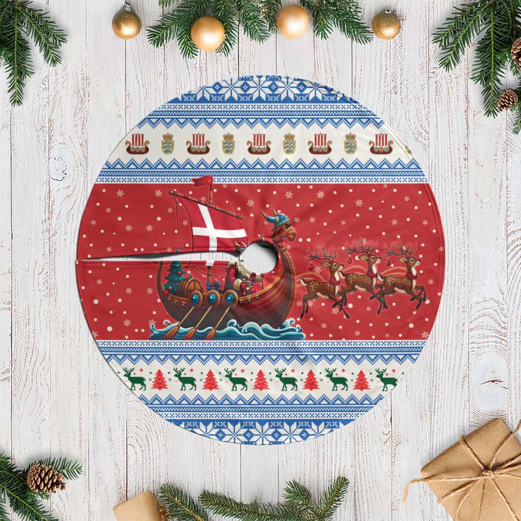 Denmark Viking Santa Christmas Tree Skirt Funny Reindeer Norse Xmas - Wonder Print Shop