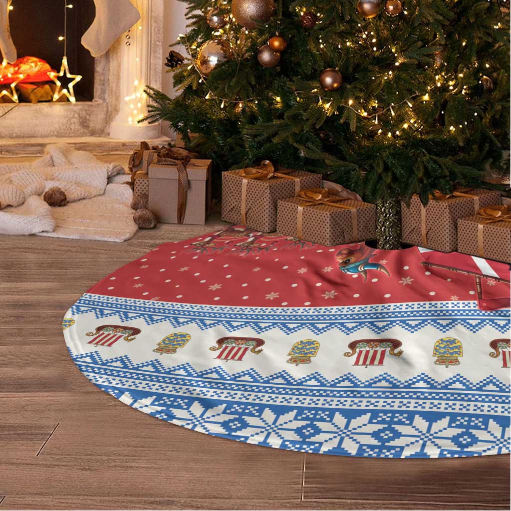 Denmark Viking Santa Christmas Tree Skirt Funny Reindeer Norse Xmas - Wonder Print Shop