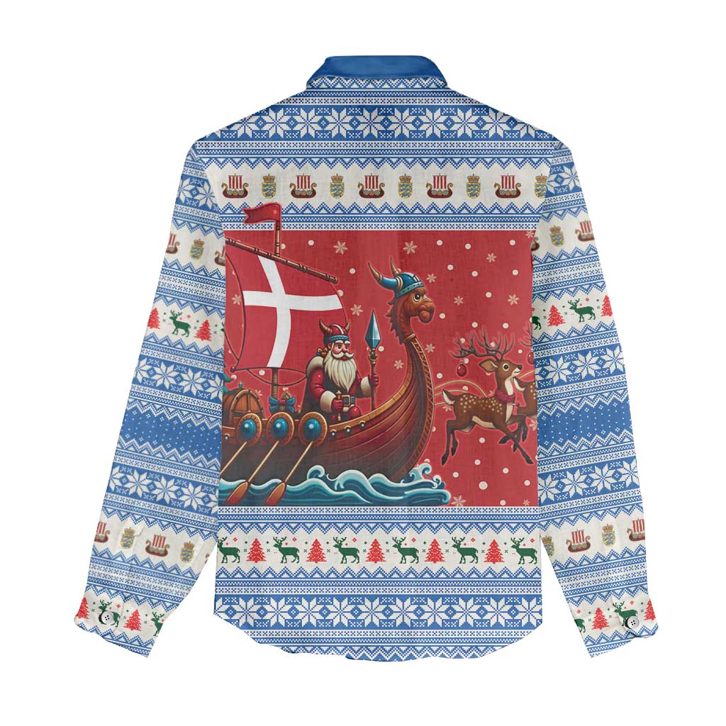 Denmark Viking Santa Christmas Women Casual Shirt Funny Reindeer Norse Xmas - Wonder Print Shop