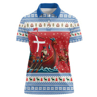 Denmark Viking Santa Christmas Women Polo Shirt Funny Reindeer Norse Xmas - Wonder Print Shop