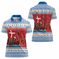 Denmark Viking Santa Christmas Women Polo Shirt Funny Reindeer Norse Xmas - Wonder Print Shop