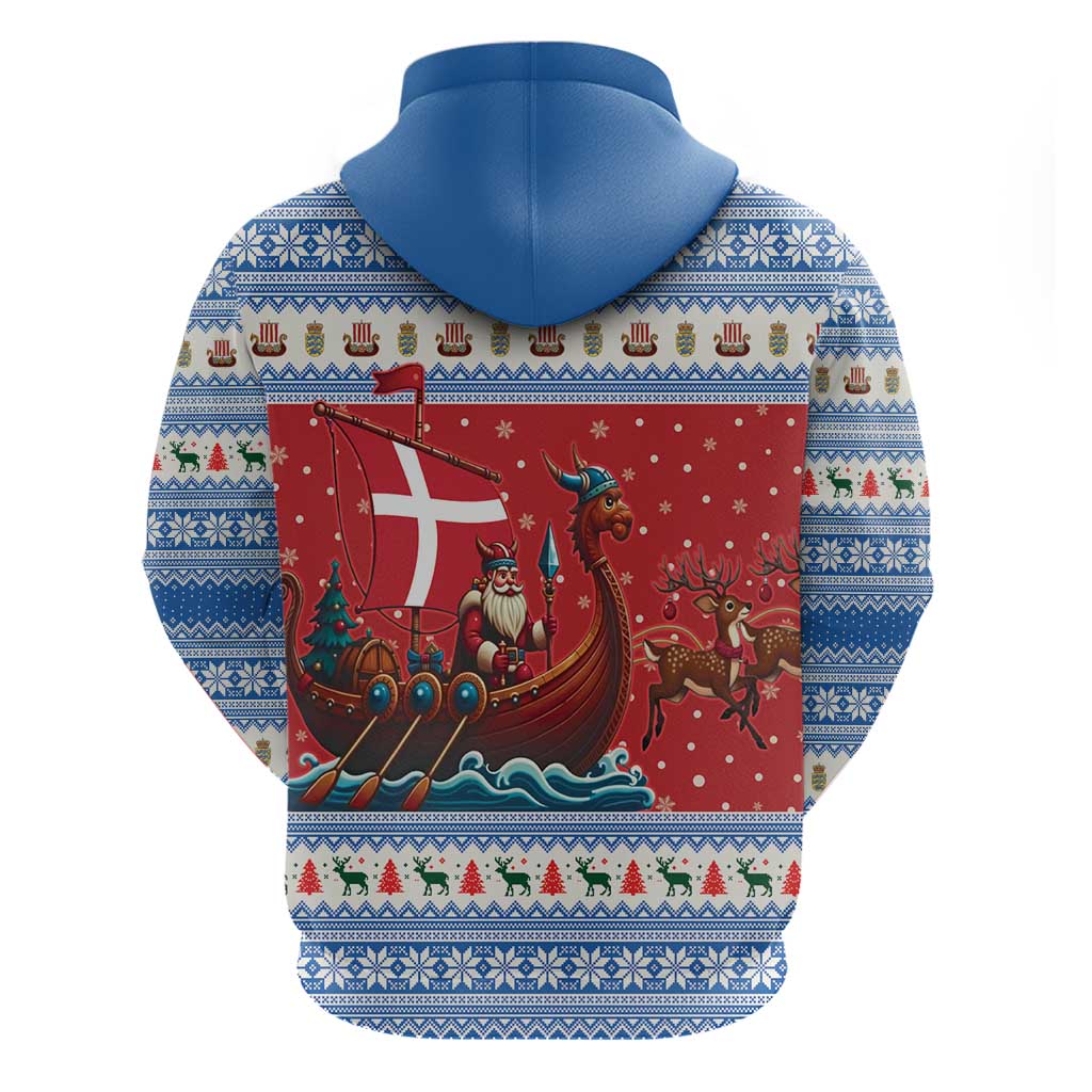 Denmark Viking Santa Christmas Zip Hoodie Funny Reindeer Norse Xmas - Wonder Print Shop