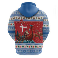 Denmark Viking Santa Christmas Zip Hoodie Funny Reindeer Norse Xmas - Wonder Print Shop