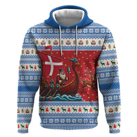 Denmark Viking Santa Christmas Zip Hoodie Funny Reindeer Norse Xmas - Wonder Print Shop