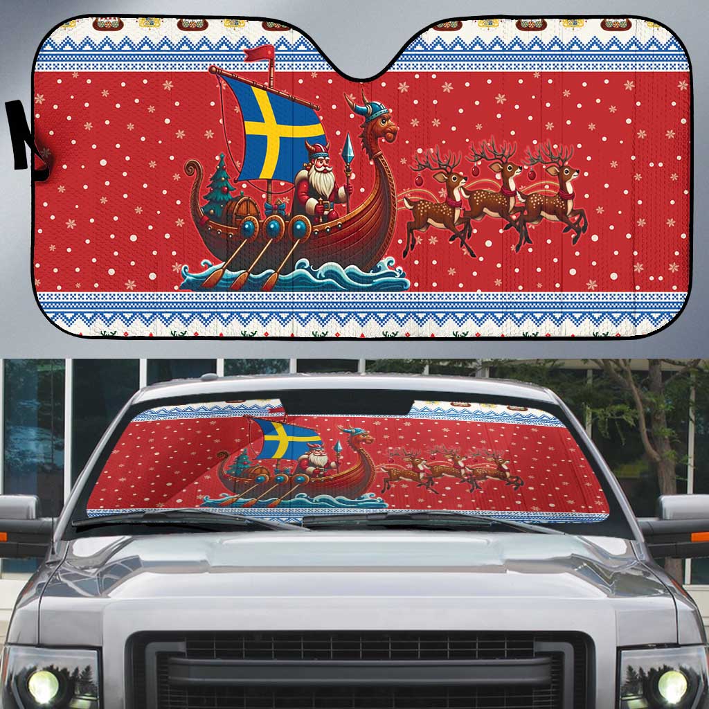 Sweden Viking Santa Christmas Auto Sun Shade Funny Reindeer Norse Xmas - Wonder Print Shop