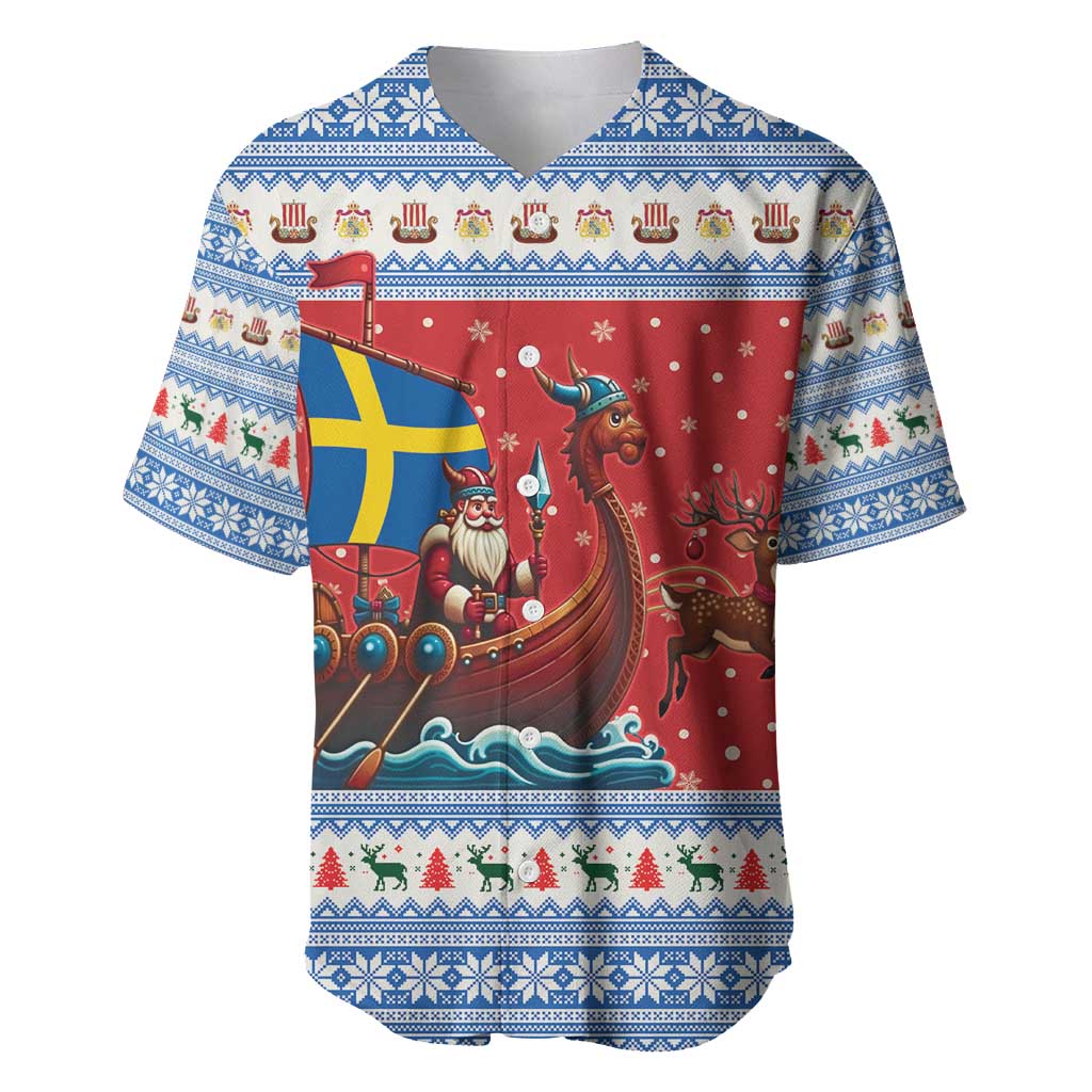Sweden Viking Santa Christmas Baseball Jersey Funny Reindeer Norse Xmas - Wonder Print Shop